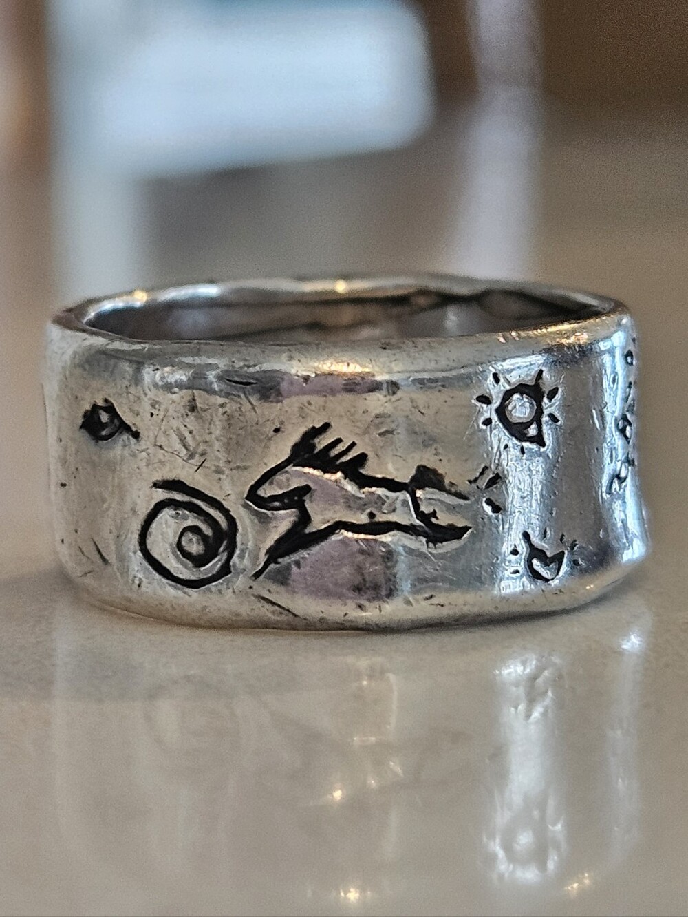Artisan Jes MaHarry 11mm Sterling Silver Grow Strong Band Ring Sz 10.25